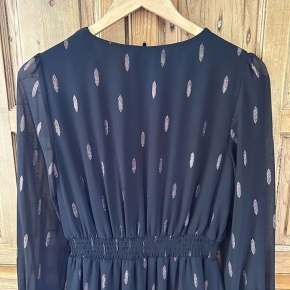 1. State Women's Size‎ XS Black Pink V-Neck Sheer Long Sleeve Dress V-Neck - Picture 8 of 11